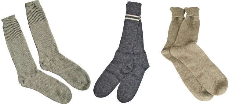 Шерстяні й бавовняні шкарпетки для військових часів Другої світової війни, Великобританія, СНА, Німеччина, 