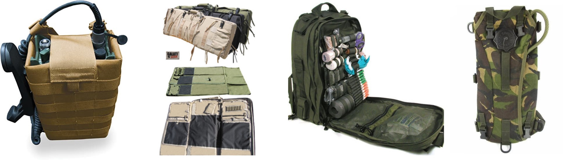 Спеціальні рюкзаки розраховані на специфіку використання окремих підрозділів чи бойовими одиницями. Рюкзак для рації, снайперів, медиків, питної системи типу CamelBak