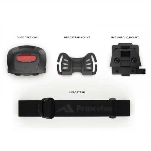 Фонарь налобный Princeton Tec® "Quad Tactical MPLS Tactical Headlamp", QUAD-NOD-BK