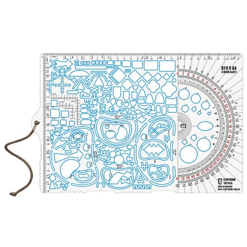 Лінійка тактична Ecopybook Tactical® "Big Tactical Ruler Protractor UA" (315x208 mm, синій кант), ET-ruler-9-BL - Prof1group Лінійка тактична Ecopybook Tactical® "Big Tactical Ruler Protractor UA" (315x208 mm, синій кант), ET-ruler-9-BL