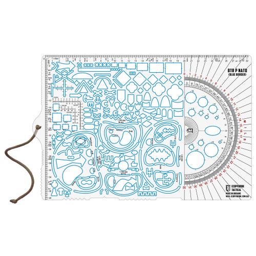 Лінійка тактична Ecopybook Tactical® "Big Tactical Ruler Protractor NATO" (315x208mm, синій кант), ET-ruler-13-BL