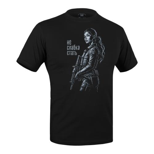 Футболка с рисунком "Не слабый пол", UA281-29898-BK-WSN