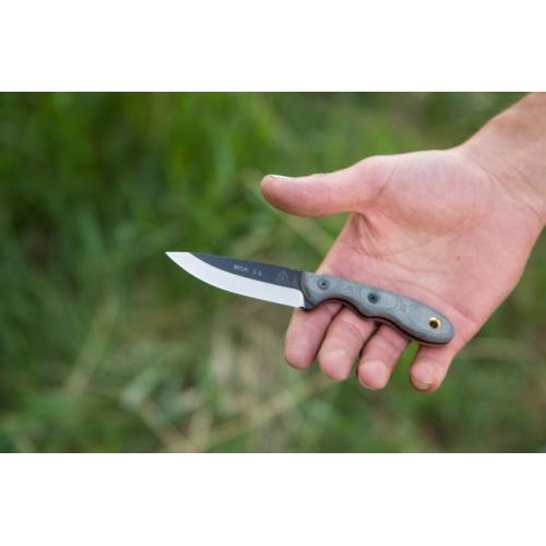 TOPS KNIVES Mini Scandi Knife 2.5 Black Linen Micarta