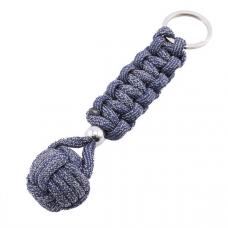 Monkey Fist Paracord Keychain with Stainless Steel Bead, Navy blue Noise