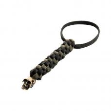Paracord Lanyard Helix Black/Olive, with Skull Bead