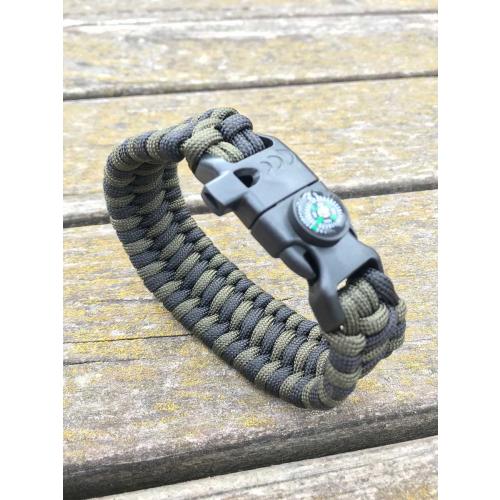 Paracord bracelet "Trilobit" Survival, Black and Army green