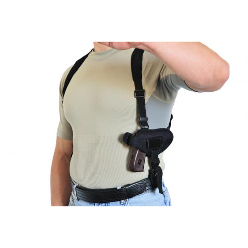Synthetic shoulder / lap holster with bracket