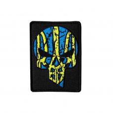 Embroidered patch "Punisher" rectangular with coat of arms on the background with Velcro
