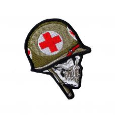Embroidered patch "Skull in medical helmet" with Velcro