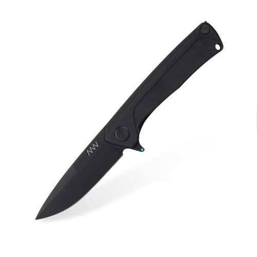 Folding knife ANV Knives "Z100" (DLC, Liner lock, G10 Black, Plain edge)