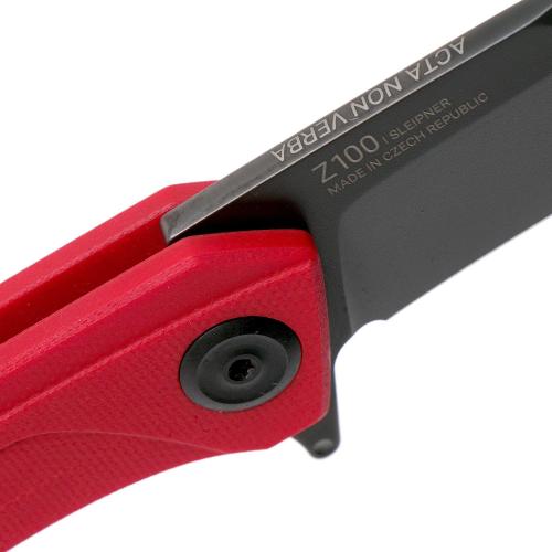 Ніж складний ANV Knives "Z100" (DLC, Liner lock, G10 Red, Plain edge), ANVZ100-025