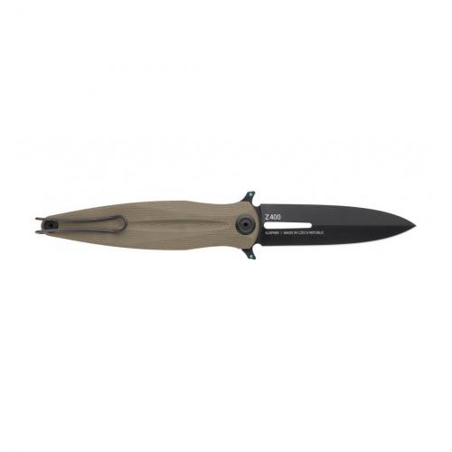 Folding knife ANV Knives "Z400" (DLC, Liner lock, G10 Olive, Plain edge), ANVZ400-008