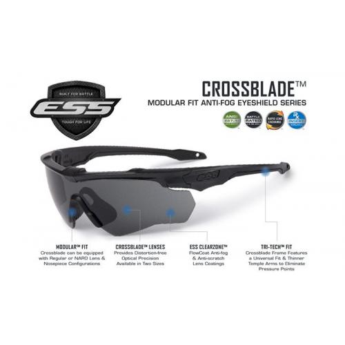 Окуляри захисні балістичні "ESS Crossblade One Black with Smoke Gray Lense", EE9032-08