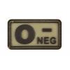 Шеврон гумовий група крові  "0 NEG-" на липучці, PV9007