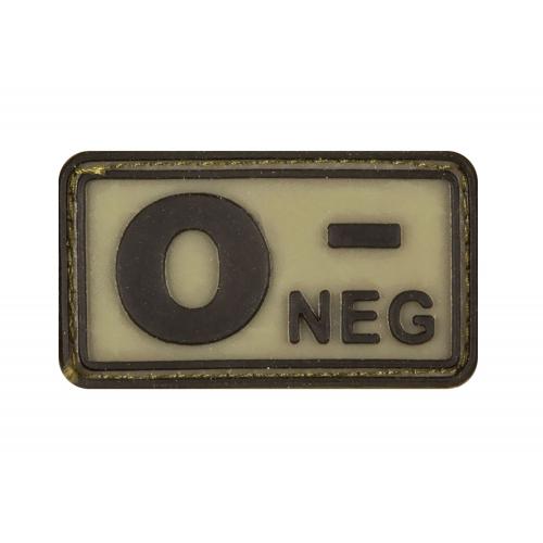 Шеврон гумовий група крові  "0 NEG-" на липучці, PV9007