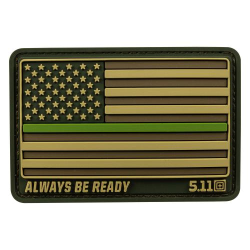 Нашивка 5.11 Tactical "USA Flag Thin Green Line Patch"